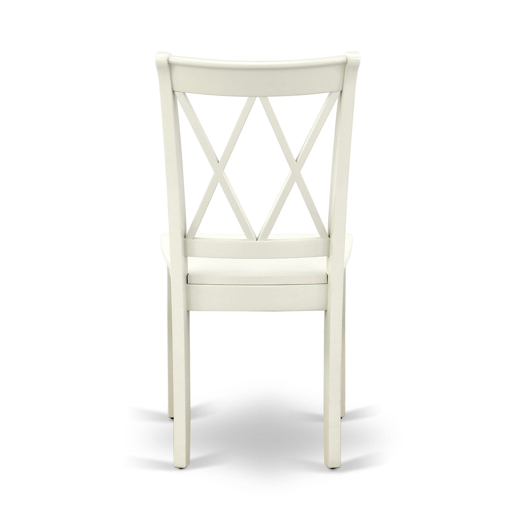 Discover Chic Seating with CLC-L66-B Double Cross Back Dining Wood Chairs, Set of 2 in Elegant Linen White