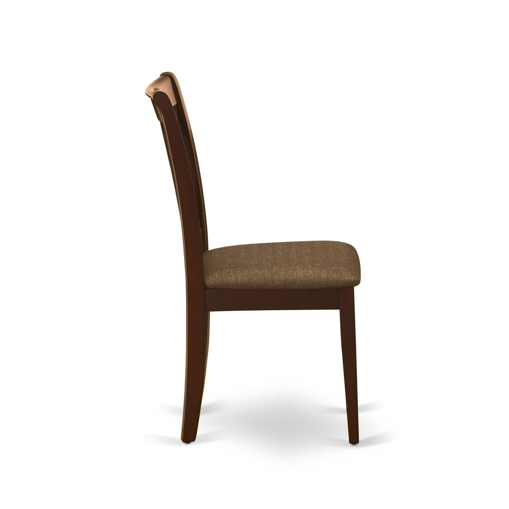 CLC-MPM-D Stylish Linen Fabric Clarksville Dining Chairs, Mahogany, Pair of Upholstered Wood Seating