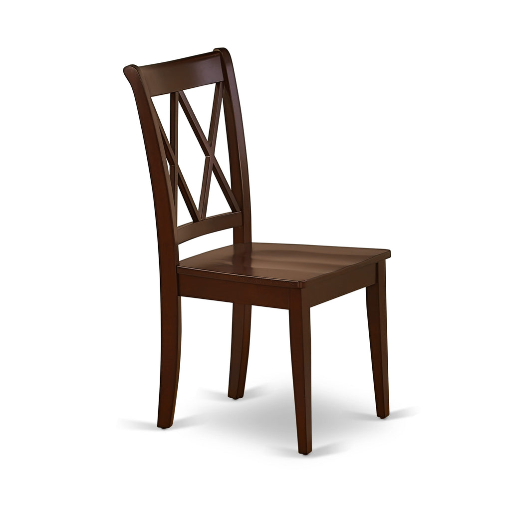 CLC-MBV-U Solid Wood Dining Chairs - Double Cross Back Design, Mahogany Finish, Set of 2