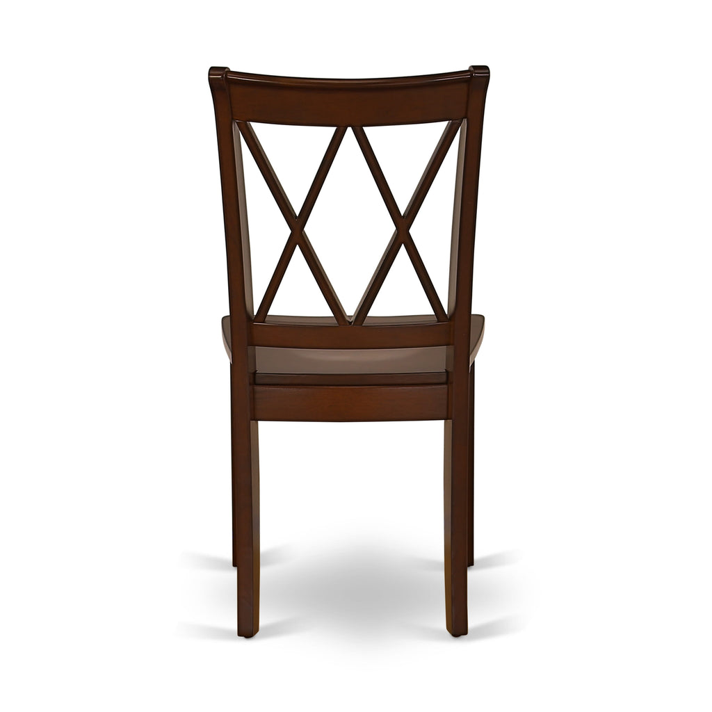CLC-MBV-U Solid Wood Dining Chairs - Double Cross Back Design, Mahogany Finish, Set of 2