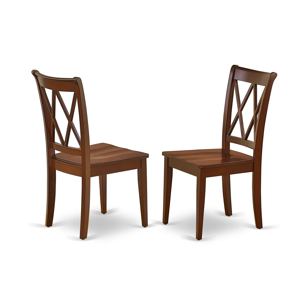 CLC-MBV-U Solid Wood Dining Chairs - Double Cross Back Design, Mahogany Finish, Set of 2