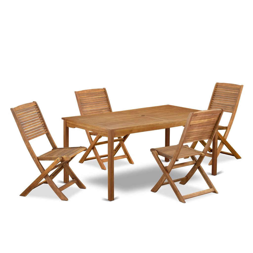 5-Piece Outdoor Dining Set with Folding Chairs - CMFM5J9GB