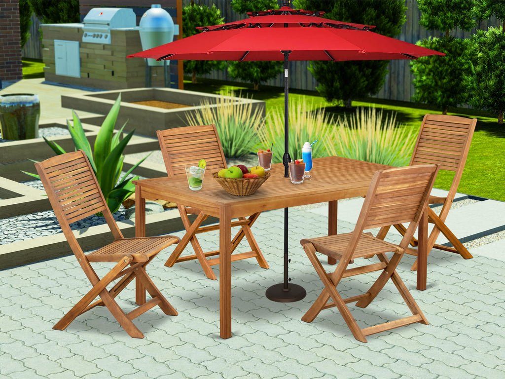 5-Piece Outdoor Dining Set with Folding Chairs - CMFM5J9GB