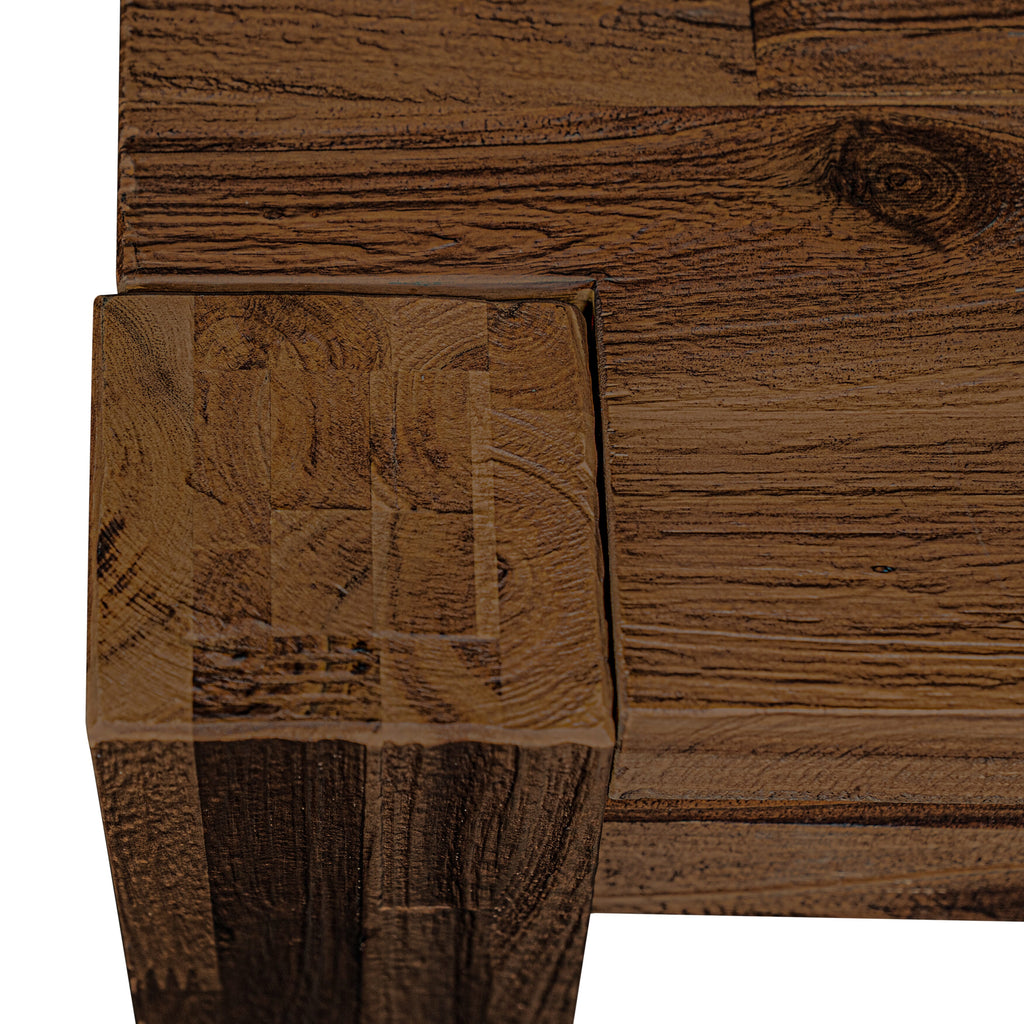 CNX25-ZX-1Q Modern Antique Walnut Dining Set for 4 with Stackable Brown Faux Leather Chairs