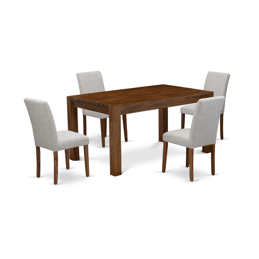 CNAB5-J2-DE 5-Piece Rustic Walnut Dining Set with Upholstered Chairs and Rectangular Table