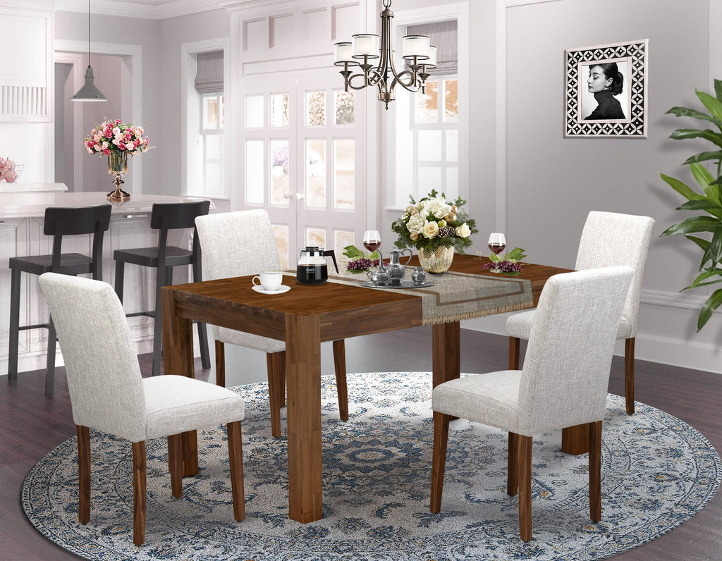 CNAB5-J2-DE 5-Piece Rustic Walnut Dining Set with Upholstered Chairs and Rectangular Table