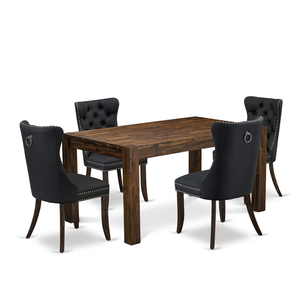 CNDA5-4T-14K Versatile 5-Piece Dining Ensemble with Rectangular Rustic Table and Four Stylish Chairs, 36x60 Inches