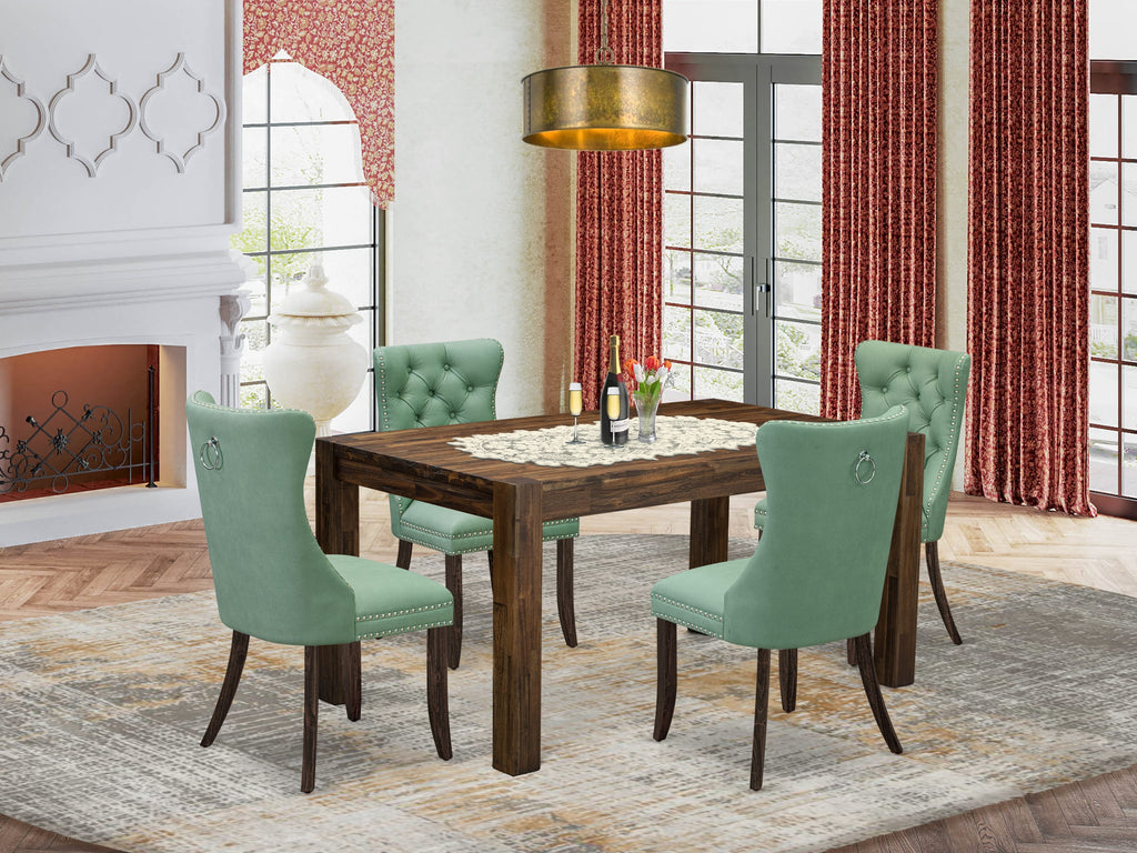 CNDA5-AY-JU3 5-Piece Rustic Wood Dining Set with Rectangle Table & 4 Parsons Chairs
