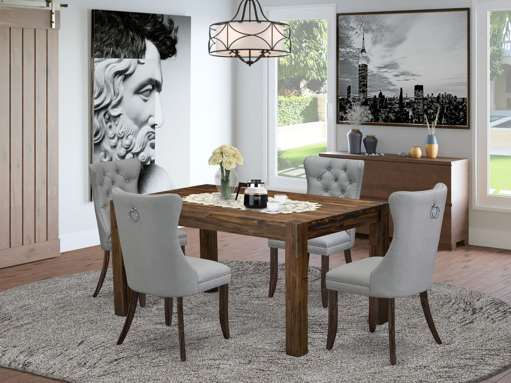 CNDA5-6I Dining Ensemble Stylish Rectangular Office or Home Table Set with 4 Plush Chairs in Jacobean Finish