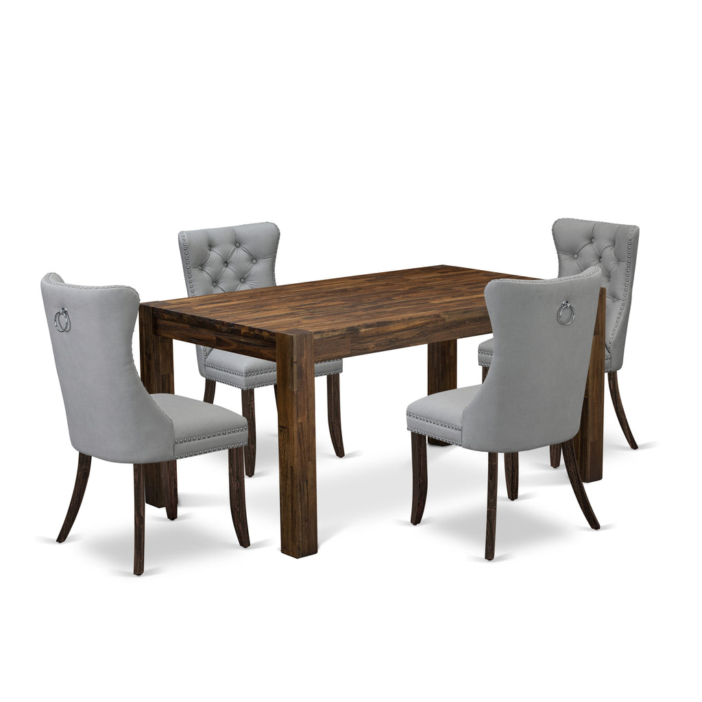 CNDA5-6I Dining Ensemble Stylish Rectangular Office or Home Table Set with 4 Plush Chairs in Jacobean Finish