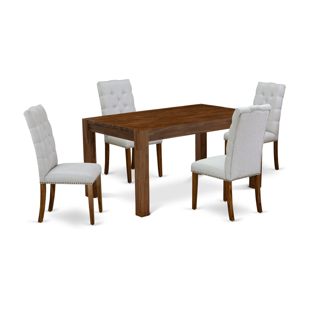 CNEL5-PQ-BL 5-Piece Dining Ensemble with Natural Wood Table & Stylish Grey Chairs for Dining Spaces
