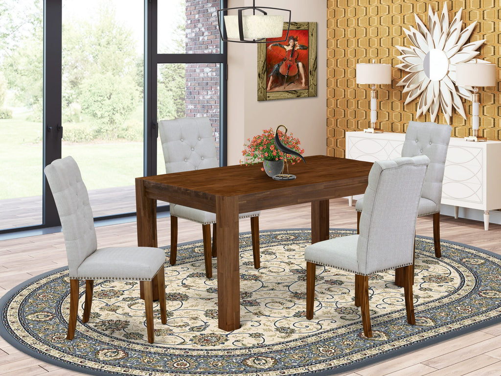 CNEL5-PQ-BL 5-Piece Dining Ensemble with Natural Wood Table & Stylish Grey Chairs for Dining Spaces