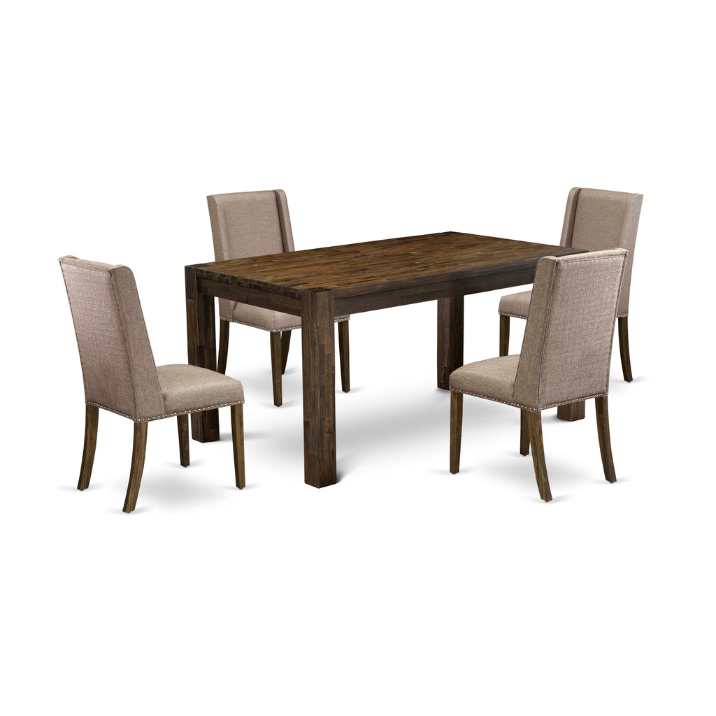 CNFL5-OO-S2 5-Piece Dining Ensemble with Rectangular Table & 4 Upholstered Chairs, Antique Finish