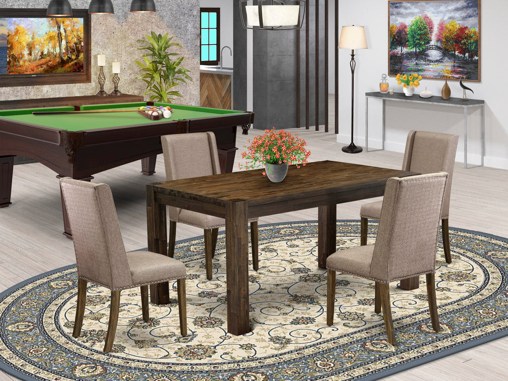 CNFL5-OO-S2 5-Piece Dining Ensemble with Rectangular Table & 4 Upholstered Chairs, Antique Finish