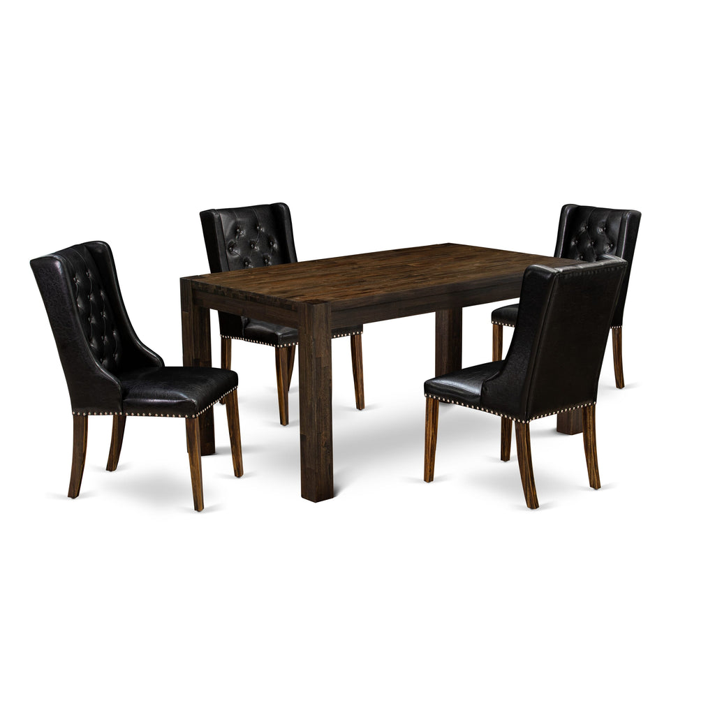 CNFO5-CY-MU 5-Piece Dining Ensemble Including Rectangular Table and Four Upholstered Chairs, Wood Finish