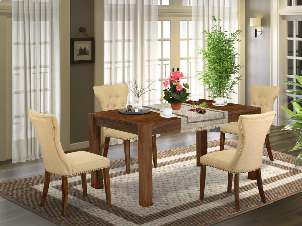 CNGA5-PW-YH 5-Piece Dining Ensemble with Rustic Rectangular Table and 4 Brown Parson Chairs