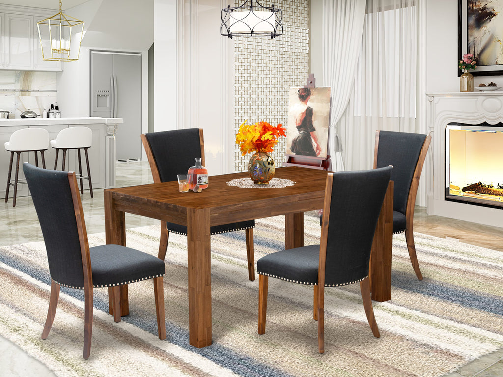 CNVE5-K5-ZB Chic 5-Piece Dining Ensemble with Stylish Rectangle Table & 4 Black Upholstered Seats, 36x60