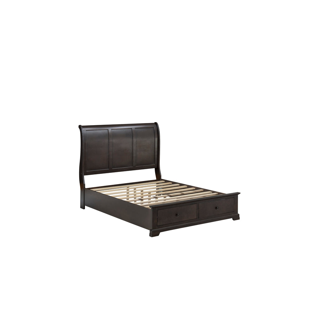 Cordova CO21-8U3ASW 3-Piece Walnut Bedroom Ensemble Modern Bed Frame, Mid-Century Mirror & 6-Drawer Dresser
