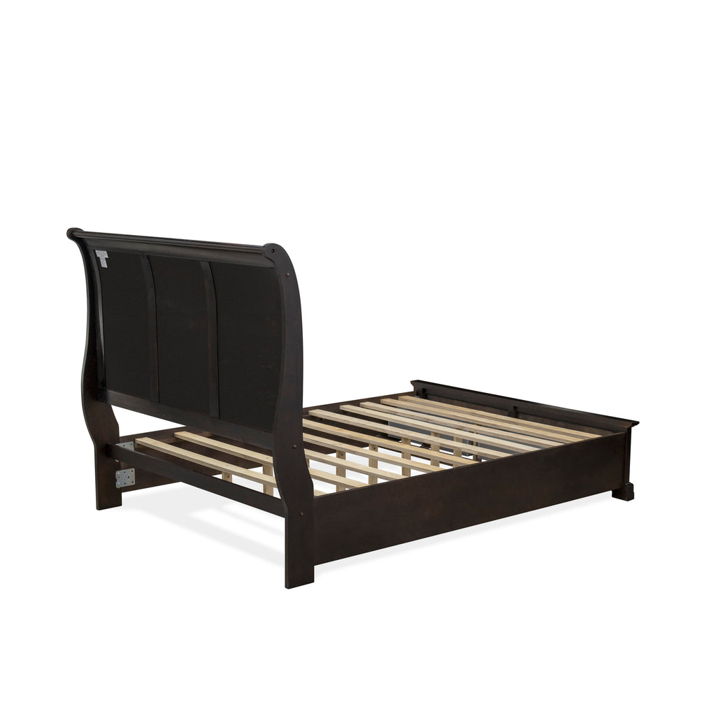 Cordova CO21-8U3ASW 3-Piece Walnut Bedroom Ensemble Modern Bed Frame, Mid-Century Mirror & 6-Drawer Dresser