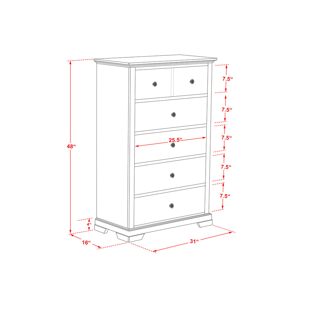CO21-GS7327 Elegant Cordova 4-Pc Bedroom Ensemble with Queen Platform, Dresser, Mirror & Chest in Walnut