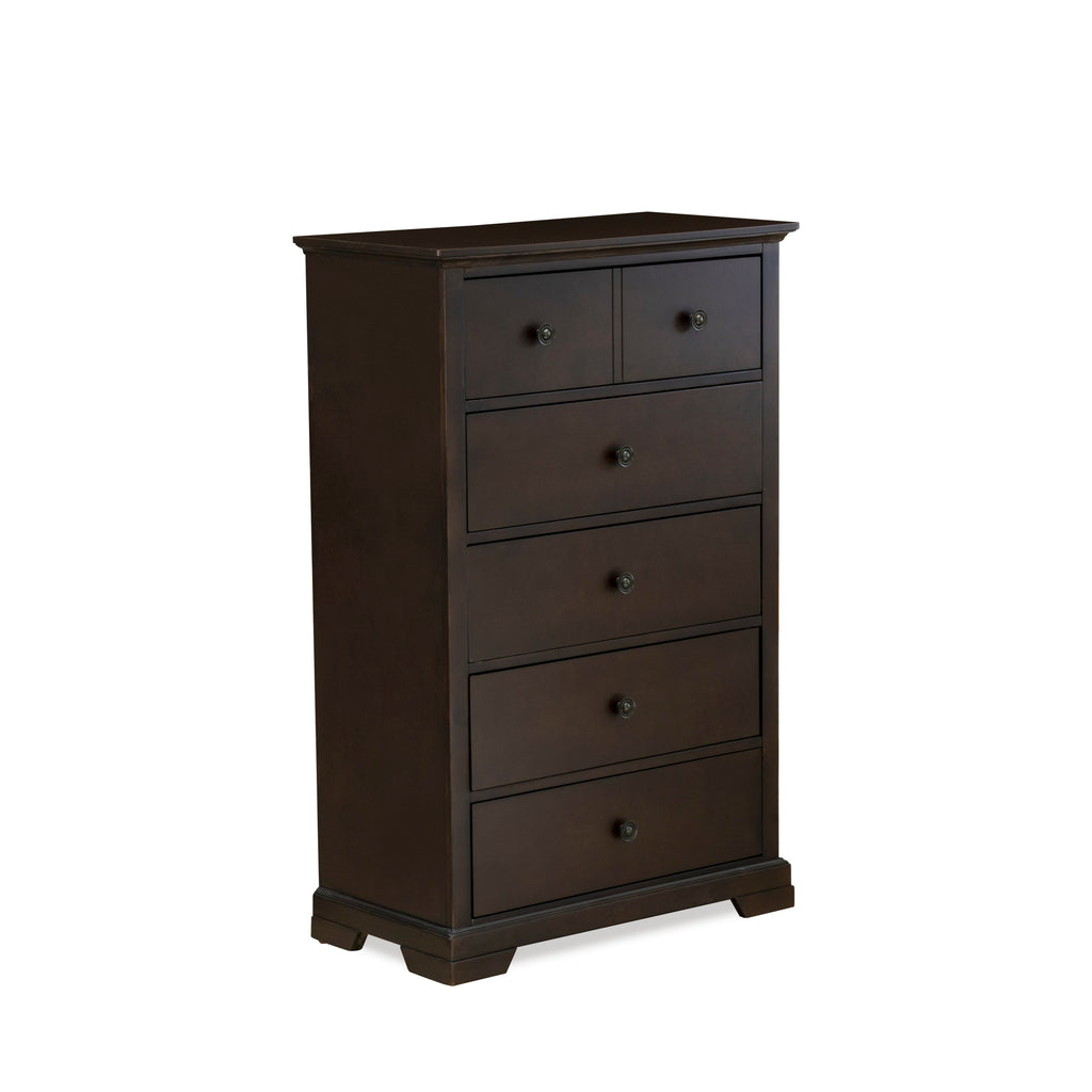 CO21-GS7327 Elegant Cordova 4-Pc Bedroom Ensemble with Queen Platform, Dresser, Mirror & Chest in Walnut