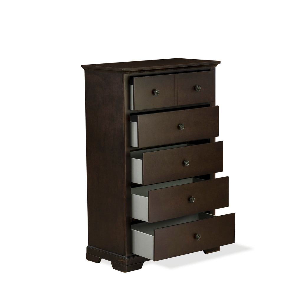 CO21-GS7327 Elegant Cordova 4-Pc Bedroom Ensemble with Queen Platform, Dresser, Mirror & Chest in Walnut