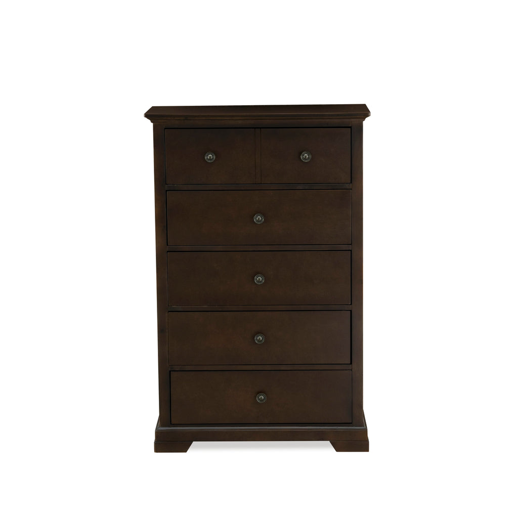 CO21-GS7327 Elegant Cordova 4-Pc Bedroom Ensemble with Queen Platform, Dresser, Mirror & Chest in Walnut