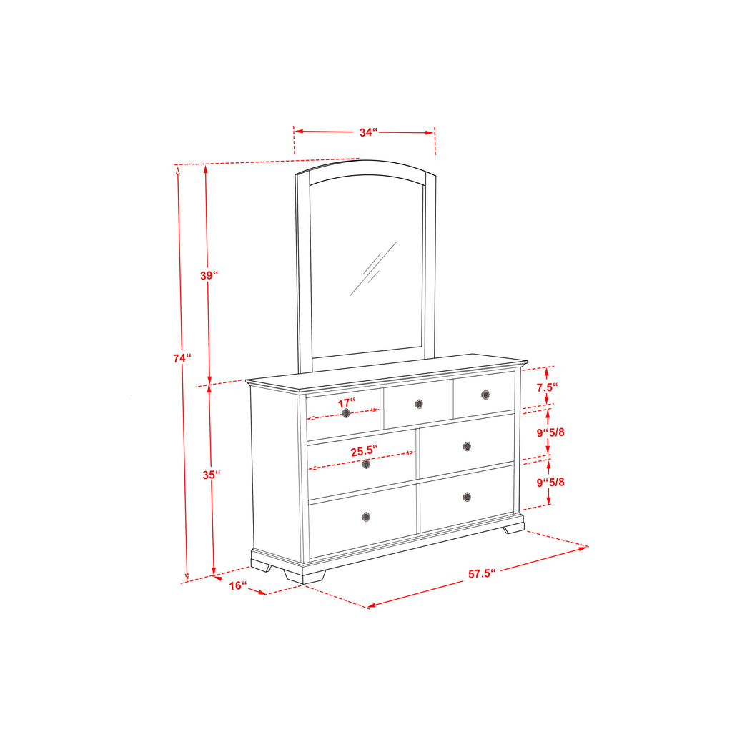 CO21-GS7327 Elegant Cordova 4-Pc Bedroom Ensemble with Queen Platform, Dresser, Mirror & Chest in Walnut