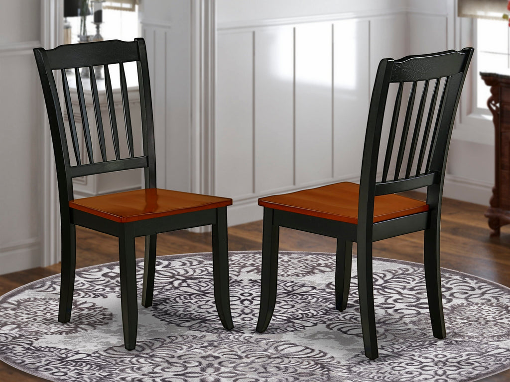DAC-B8V-J Slat Back Dining Room Chairs Set of 2 with Solid Wood Seat in Black & Cherry