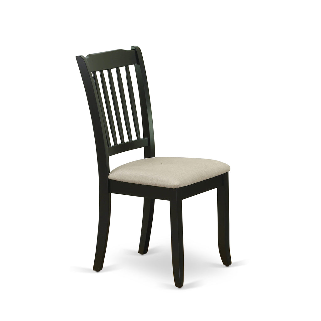 WEDA5-6Q6-0 5 Pc Dining Set Black Rectangular Table with Butterfly Leaf & 4 Fabric Chairs, 42x60