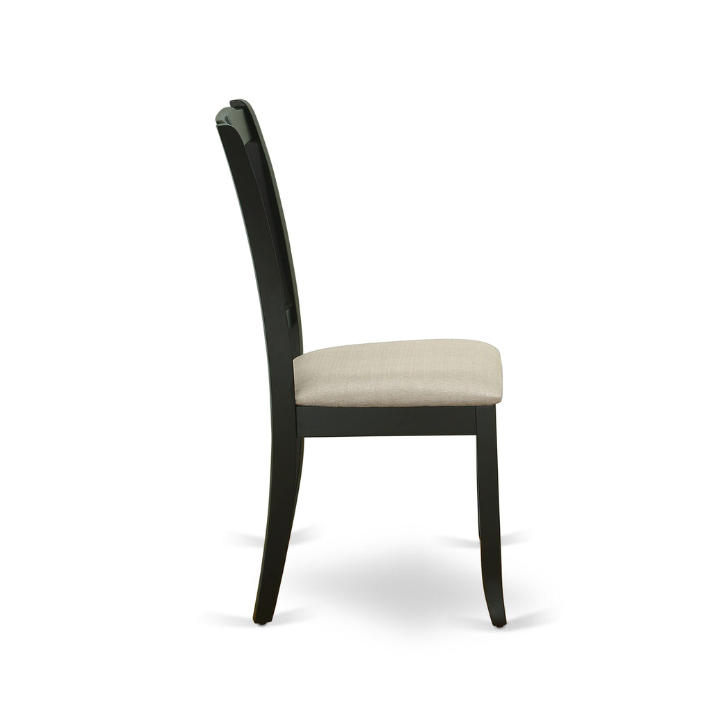 WEDA5-6Q6-0 5 Pc Dining Set Black Rectangular Table with Butterfly Leaf & 4 Fabric Chairs, 42x60