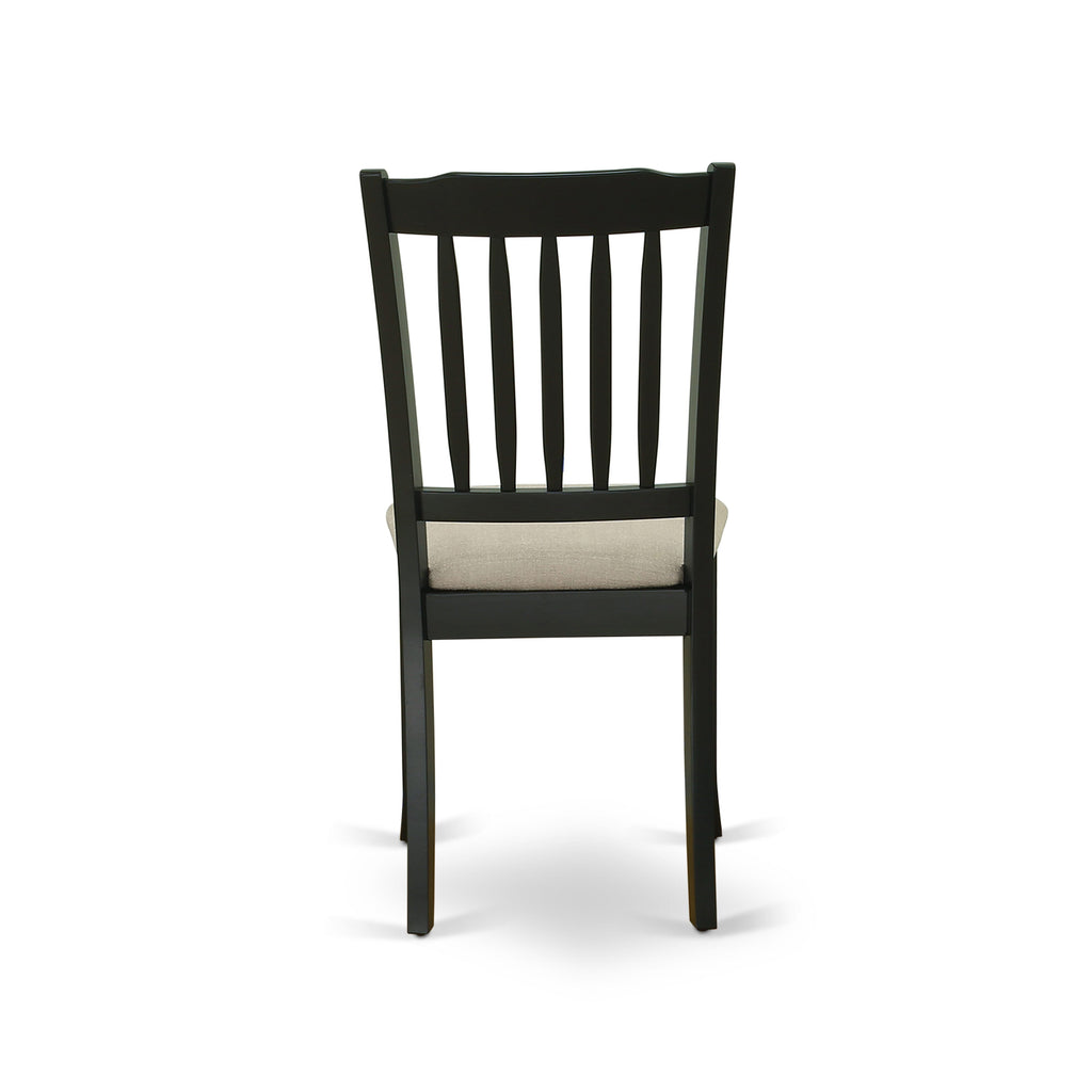 WEDA5-6Q6-0 5 Pc Dining Set Black Rectangular Table with Butterfly Leaf & 4 Fabric Chairs, 42x60