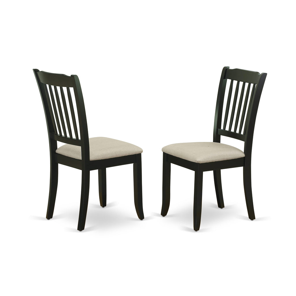 WEDA5-6Q6-0 5 Pc Dining Set Black Rectangular Table with Butterfly Leaf & 4 Fabric Chairs, 42x60