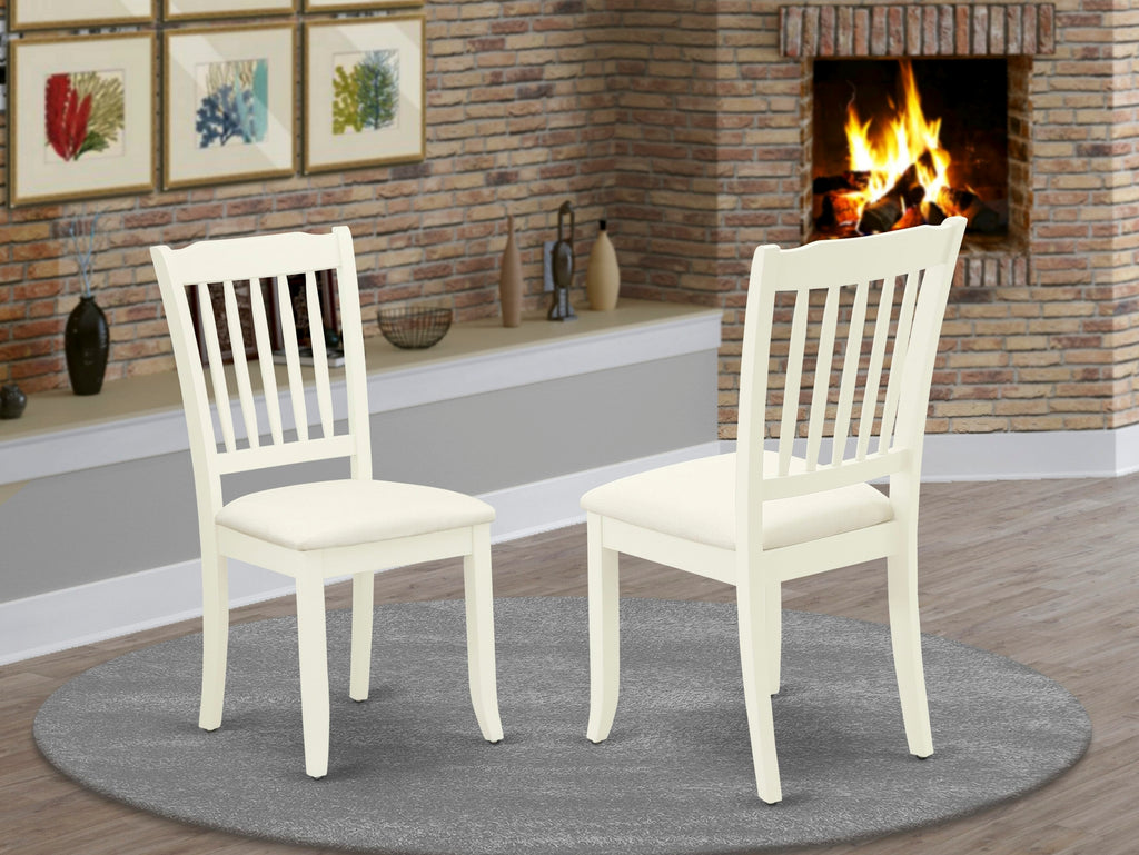 DAC-LUF-3 Elegant Danbury Dining Room Set of 2 Upholstered Linen Chairs in Soft White