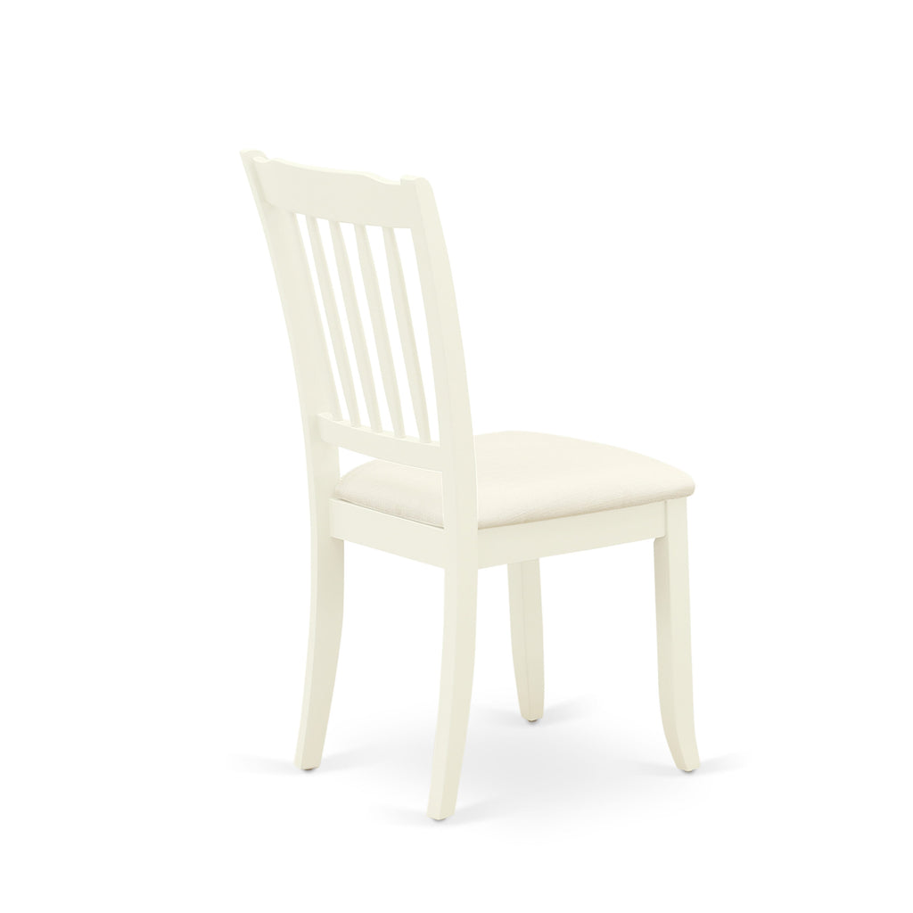 CADA5-58D-U 5 Piece Dining Ensemble with Fabric Chairs and Rectangle Table, 36x60 Inch, Linen White