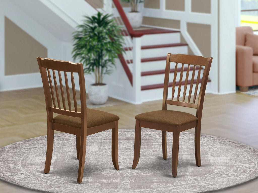 DAC-MUJ-B Elegant Mahogany Dining Chairs with Linen Fabric Upholstery - Solid Wood Set of 2