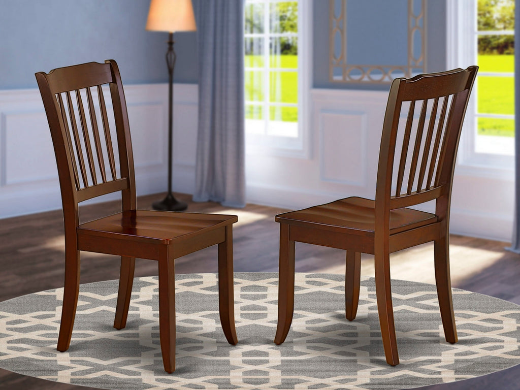 DAC-MPZ-R Dining Chairs - Elegant Mahogany Slat Back Wooden Seat, Set of 2