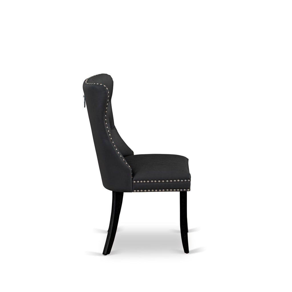 X12DA-8KE-RR Elegant Dining Ensemble, Wood Table & 12 Plush Grey Chairs, Black Brushed Finish