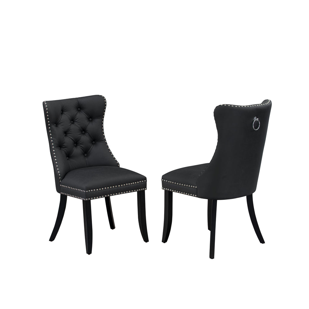 X12DA-8KE-RR Elegant Dining Ensemble, Wood Table & 12 Plush Grey Chairs, Black Brushed Finish
