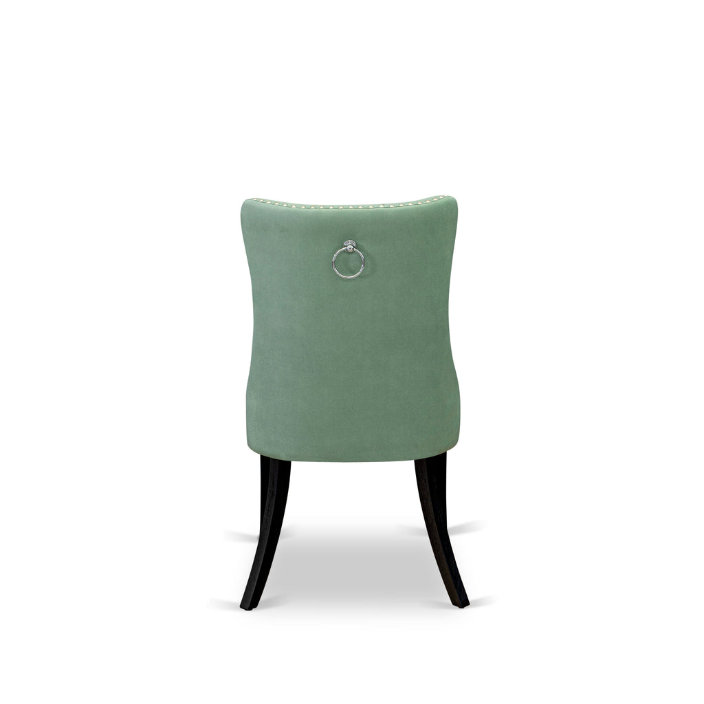 Chic 9-Pc Dining Set with Rectangular Table & Chairs in Willow Green Leather X07DA-TX1-6X