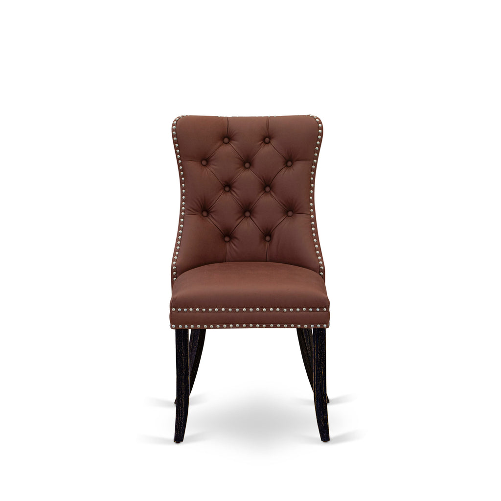 CNDA7-AC-ZBN Elegant 7-Piece Dining Ensemble with Rectangular Table & Six Upholstered Chairs in Antique Walnut Finish