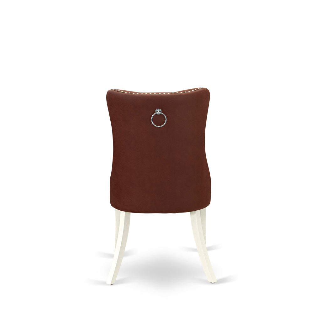 Set of 2, DAPHFAH Dallas Parsons Dining Room Chairs - Burgundy Faux Leather, Bright White, Button Tufted with Nailhead Trim