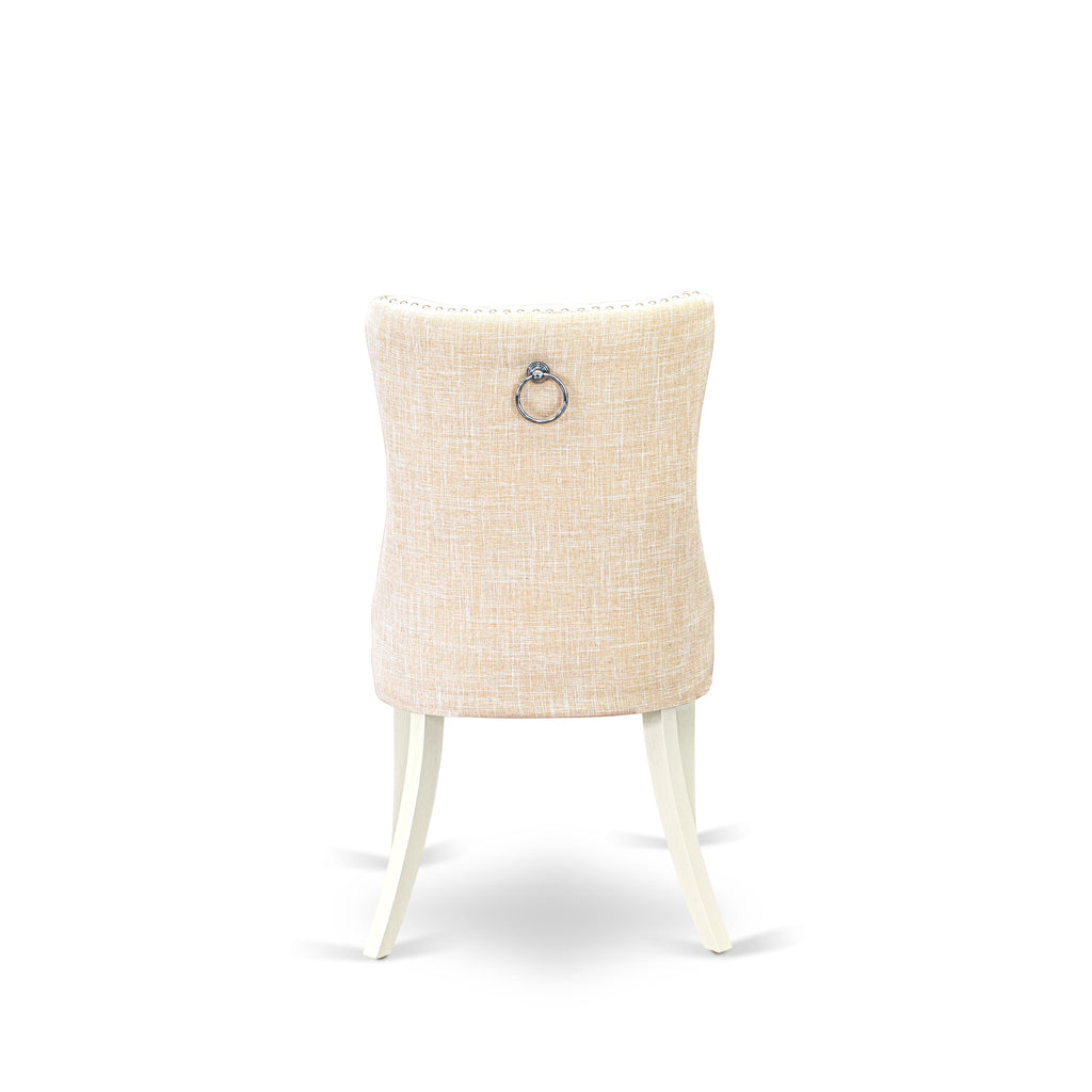 Pair of DAPHLZU Elegant Button Tufted Dining Chairs in Light Beige Linen with Nailhead Trim for a Bright Touch
