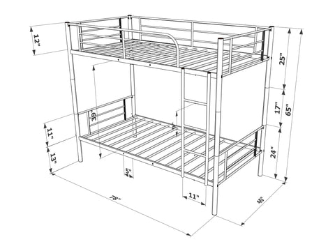 DAT0W8E Stylish White Powder-Coated Danbury Twin Bunk Bed for Enhanced Room Aesthetic