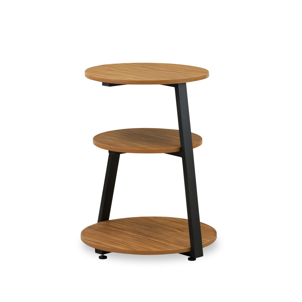 Chic Living Side Decor Table DCETBPO - Round Night Stand with Three Tiers, 22 Black Frame and Brown Top
