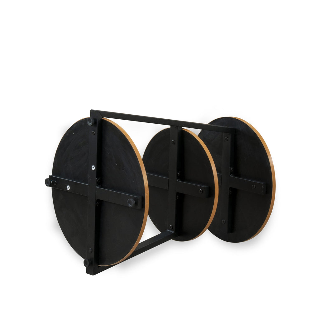 Chic Living Side Decor Table DCETBPO - Round Night Stand with Three Tiers, 22 Black Frame and Brown Top
