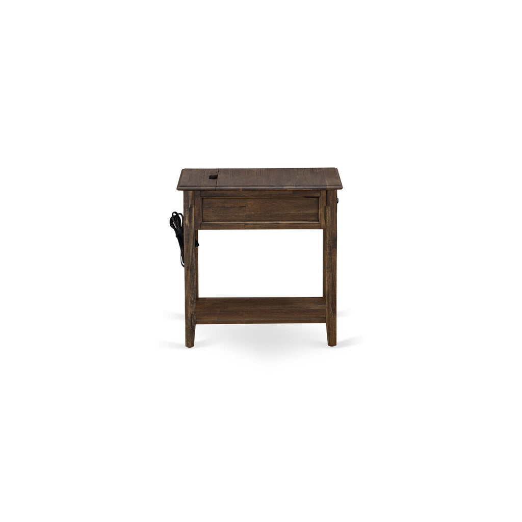GB25K-1A979 2-Piece King Bedroom Suite with Upholstered Frame and Dark Jacobean Table, Faux Leather