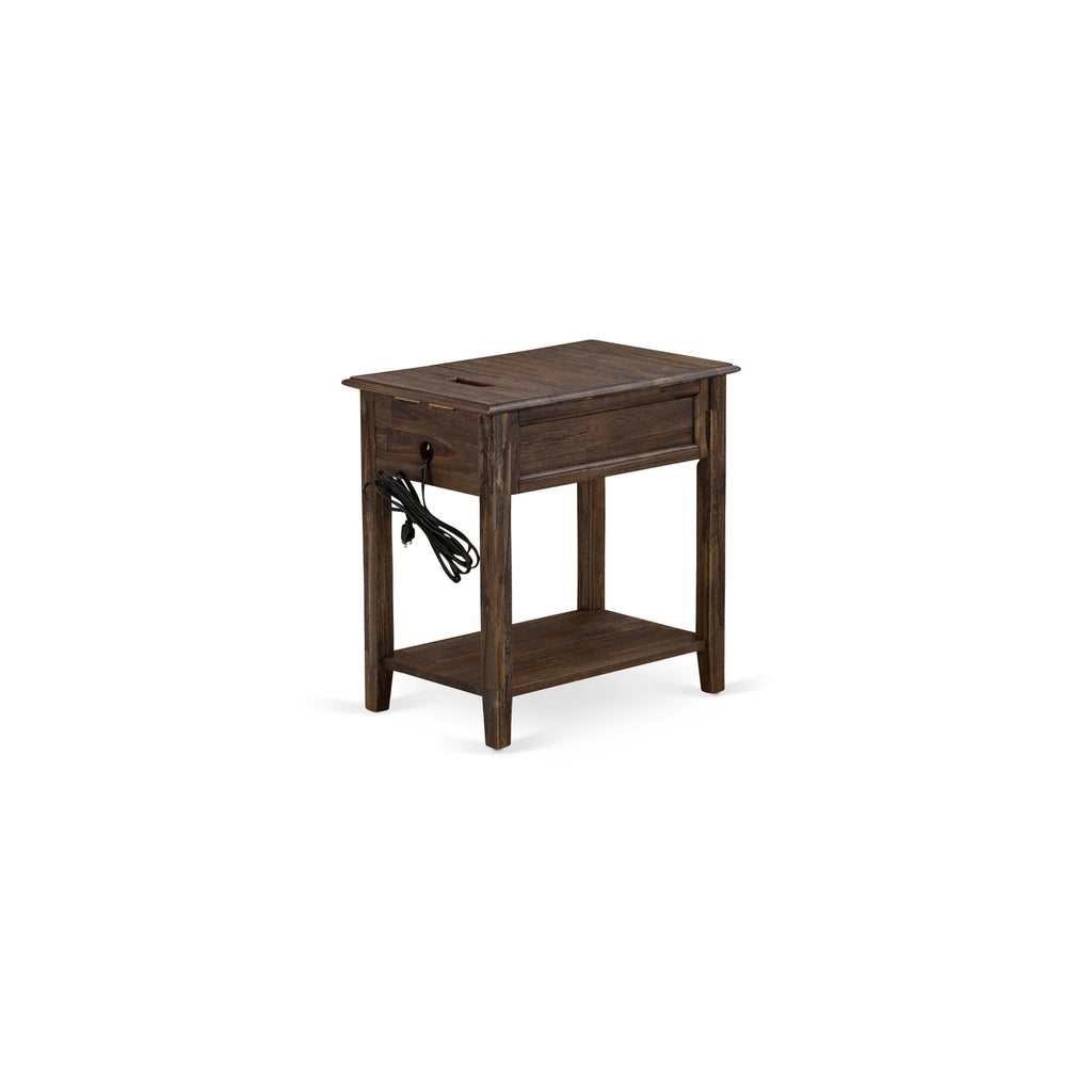 GB25K-1A979 2-Piece King Bedroom Suite with Upholstered Frame and Dark Jacobean Table, Faux Leather