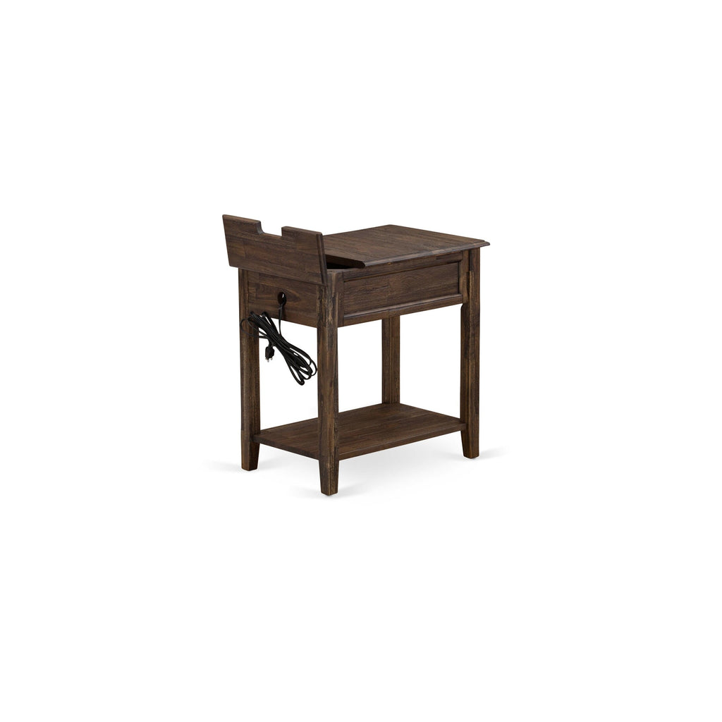 GB25K-1A979 2-Piece King Bedroom Suite with Upholstered Frame and Dark Jacobean Table, Faux Leather