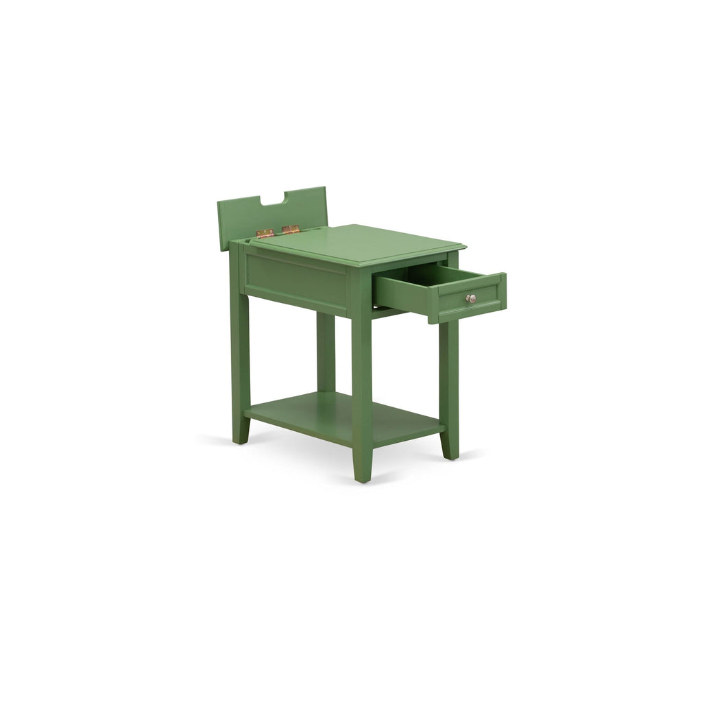 DE-12-ML Inviting Green Denison Nightstand Bedroom Rectangle Table with Drawer, 24x19